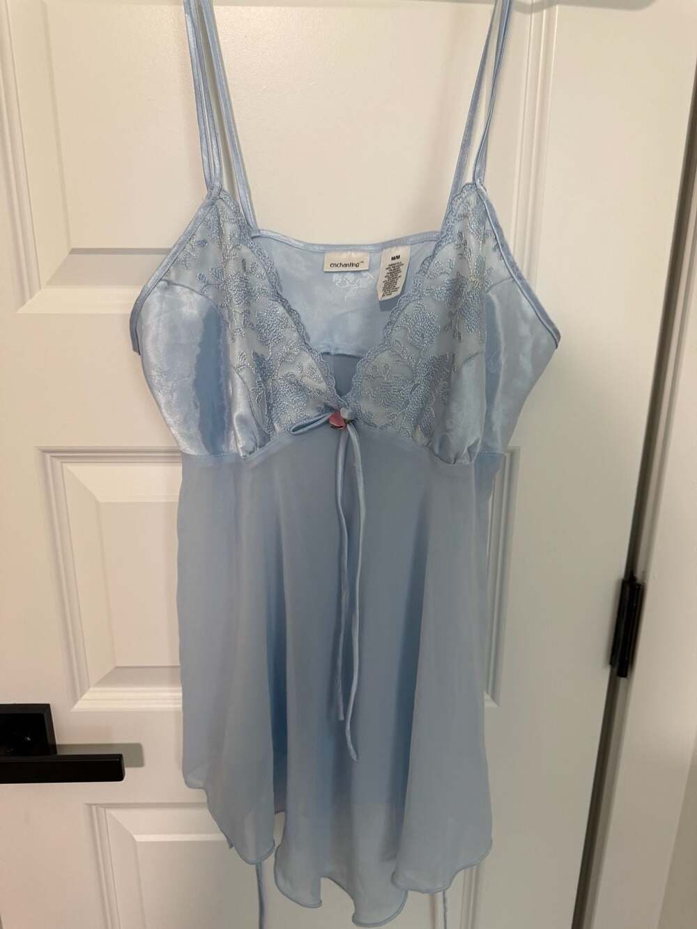 Enchanting Baby Doll Lingerie Chemise with Lace Detail in Light Blue